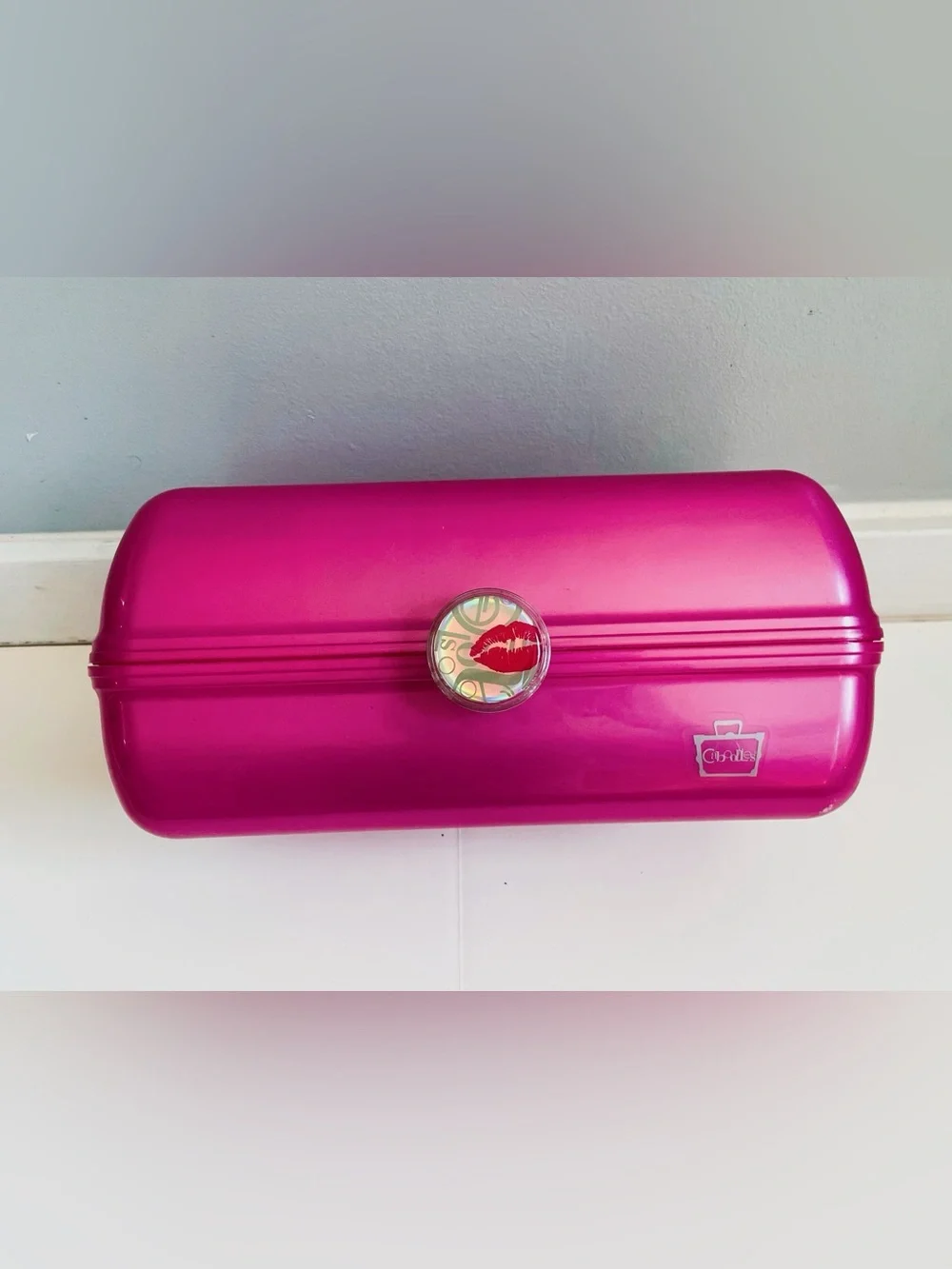 Vintage 90s Retro Caboodles Makeup Case Pink Shimmer Organizer Box Mirror USA